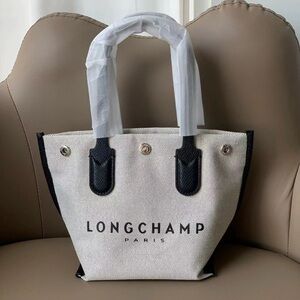 Longchamp Paris Black and Cream Tote Bag